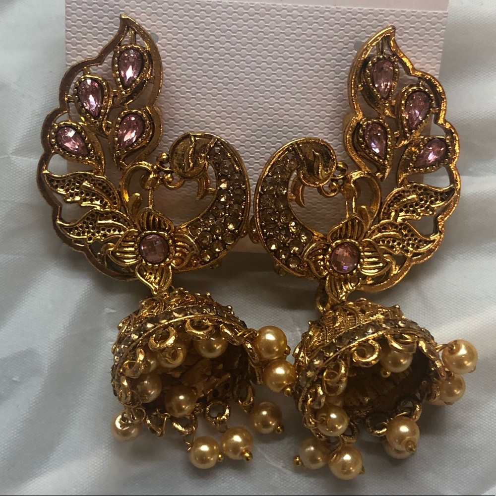 Pink Peacock Earrings